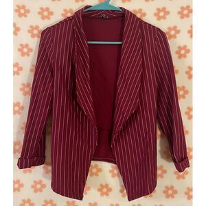 Windsor Burgundy Pinstripe Open Front Blazer‎ Professional Office Wear